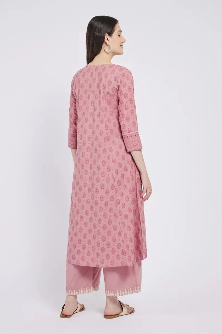 Span Pink Lavender Cotton Kurta