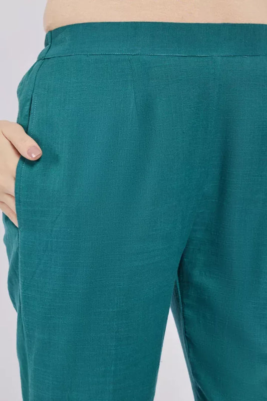 Span Mystry Green Cotton Linen Pants