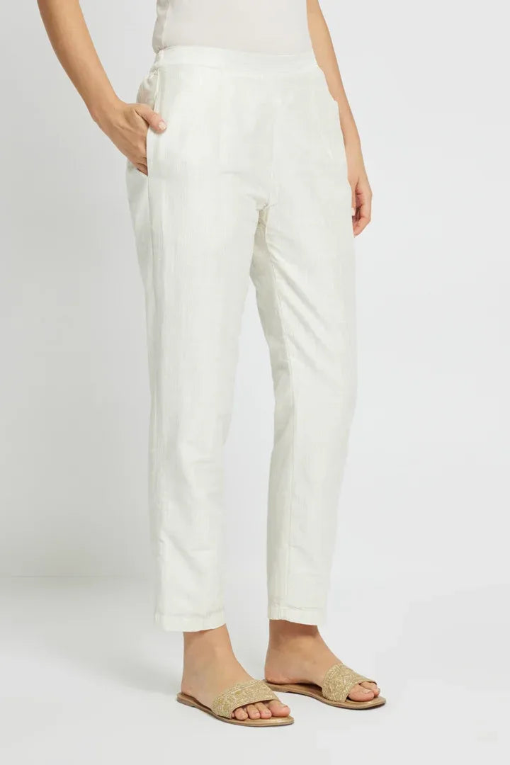 Span White Silk Pant