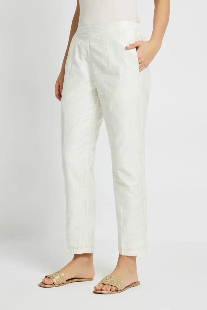 Span White Silk Pant