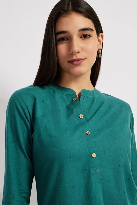 Span Mystry Green Summer Saga Cotton Kurta