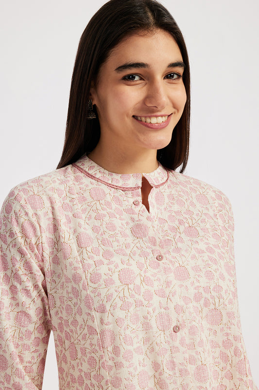 Span Ivory Mandarin Cotton Kurta