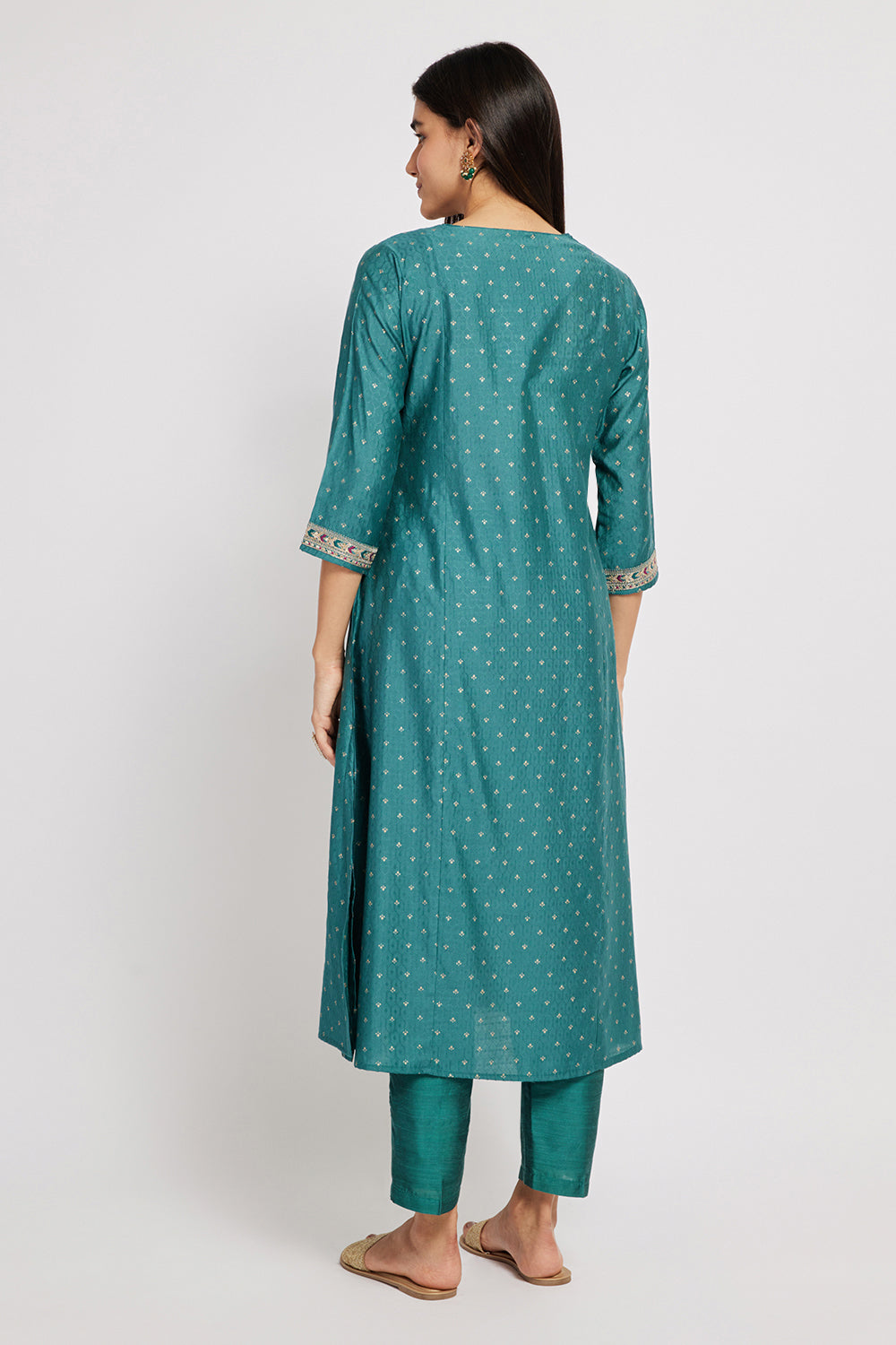 Span Green Deep V Viscose Kurta