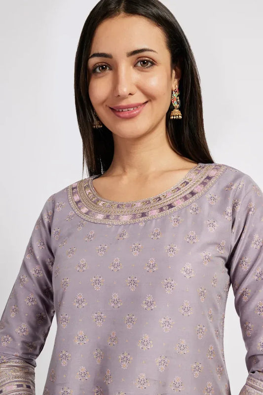 Span Orchid Bloom Silk Kurta