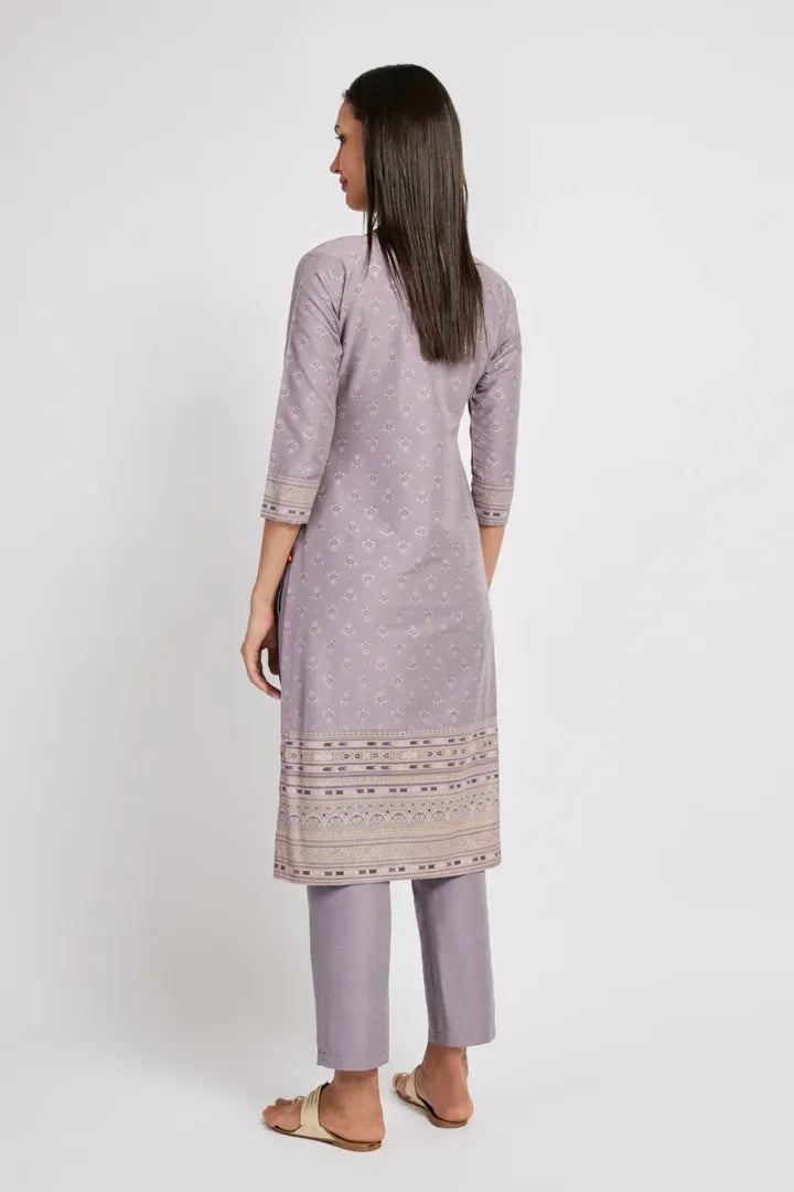 Span Orchid Bloom Silk Kurta
