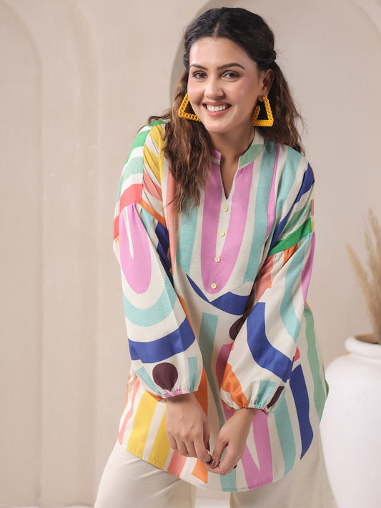 Ivory V-Neck Viscose Cord Set