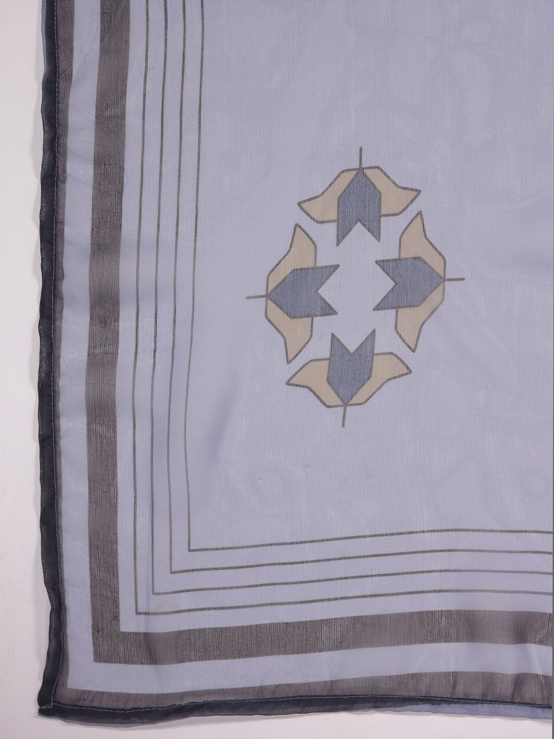 Span Grey Square Neck Cotton Kurta Set with Dupatta