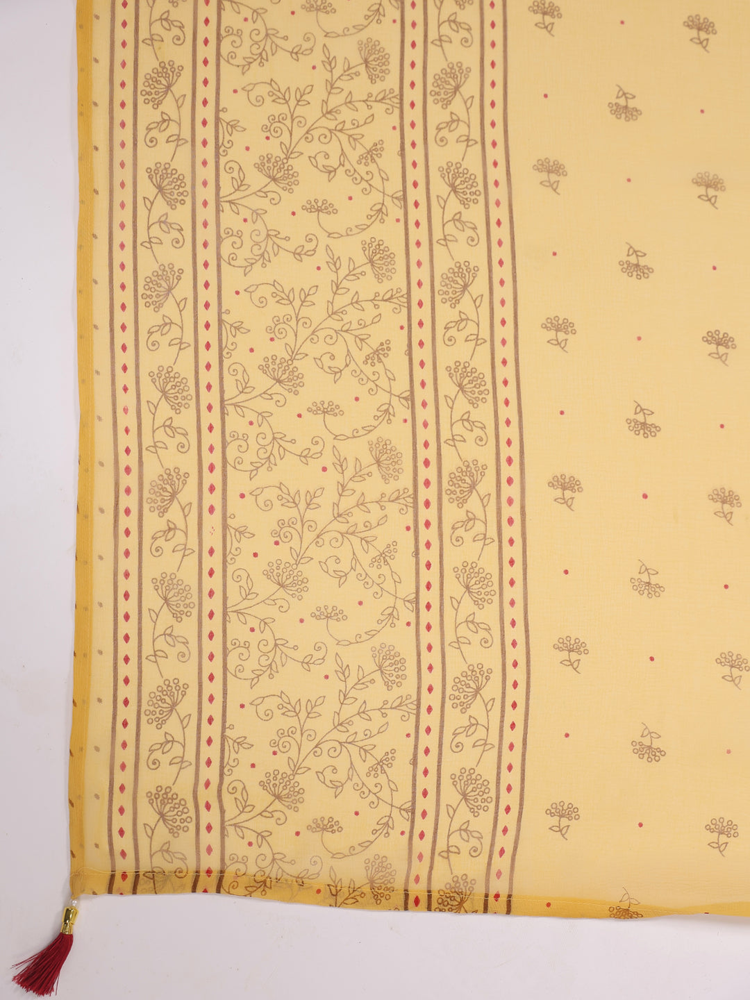 Span Yellow Key Hole Neck Kurta Set with Dupatta