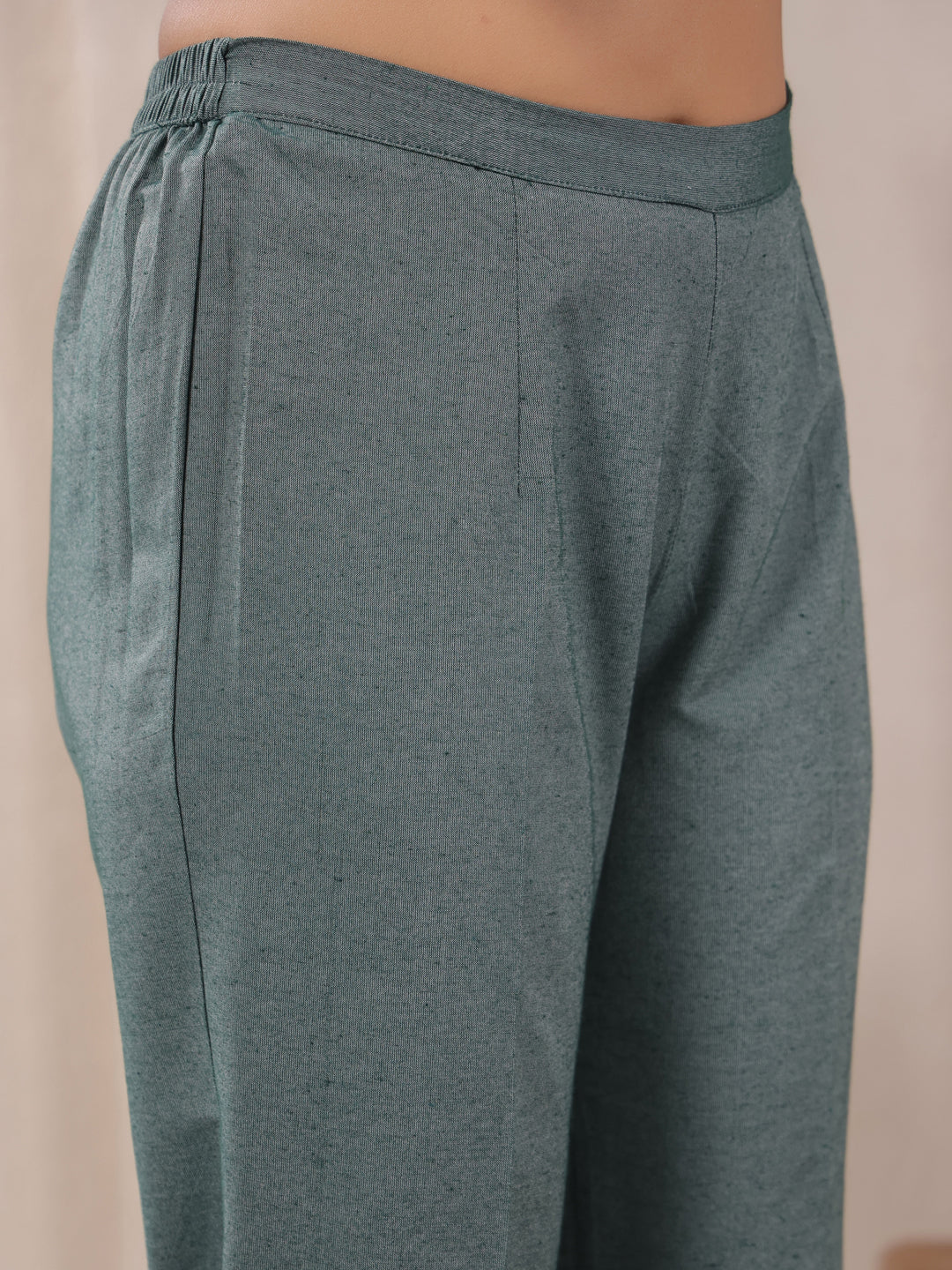 Span Green Round Neck Cotton Co-Ord Set(Set of 2)