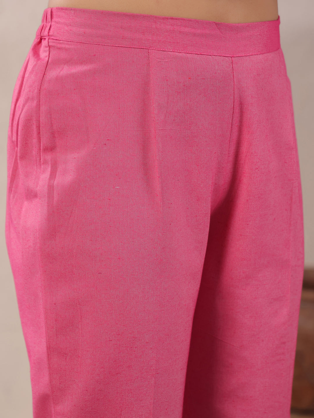 Span Pink Round Neck Cotton Co-Ord Set(Set of 2)