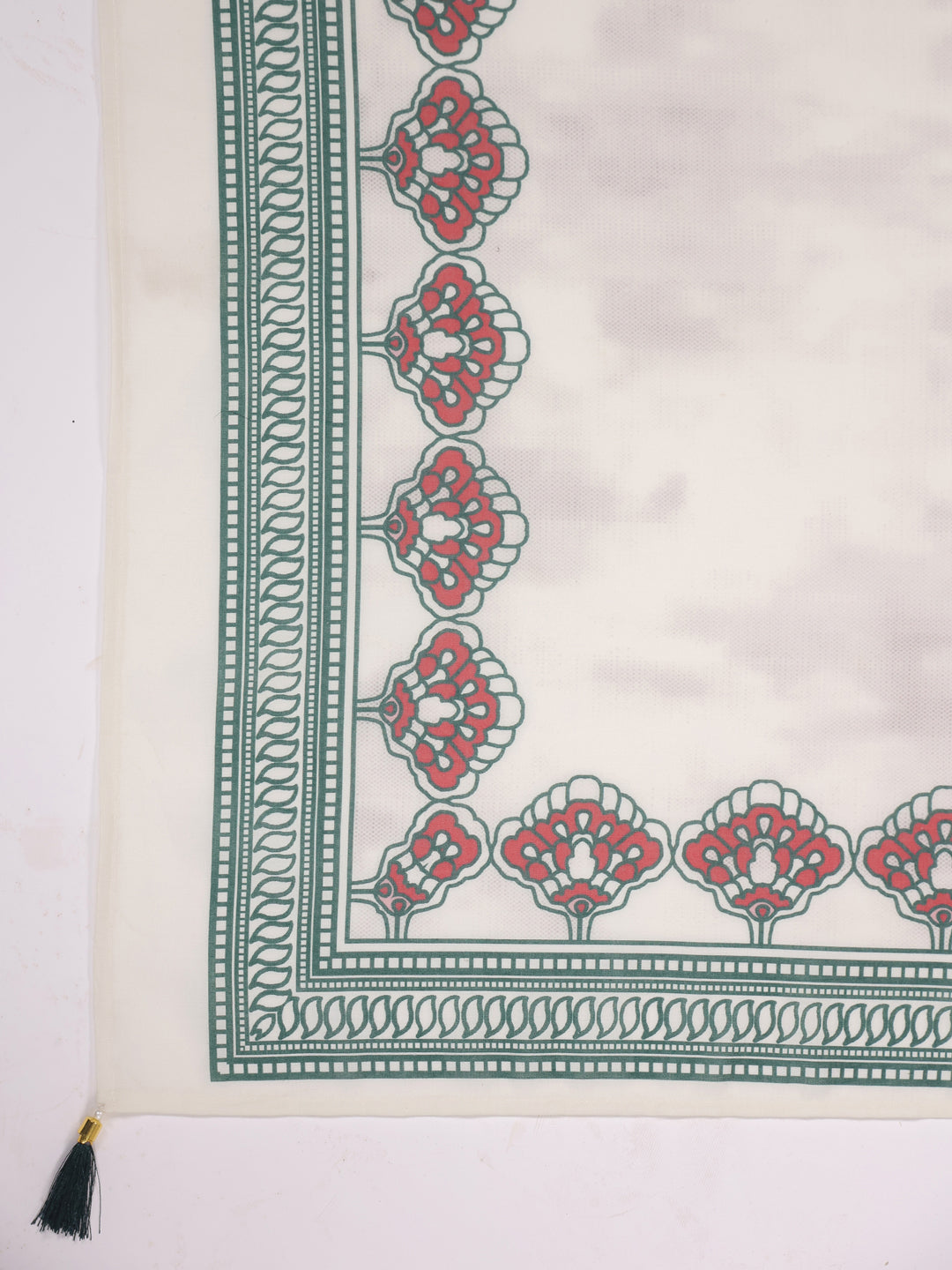 Span Green Round V Neck Cotton Kurta Set with Dupatta