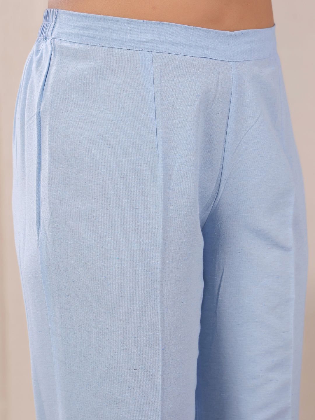 Span Blue V Neck Cotton Co-Ord Set(Set of 2)