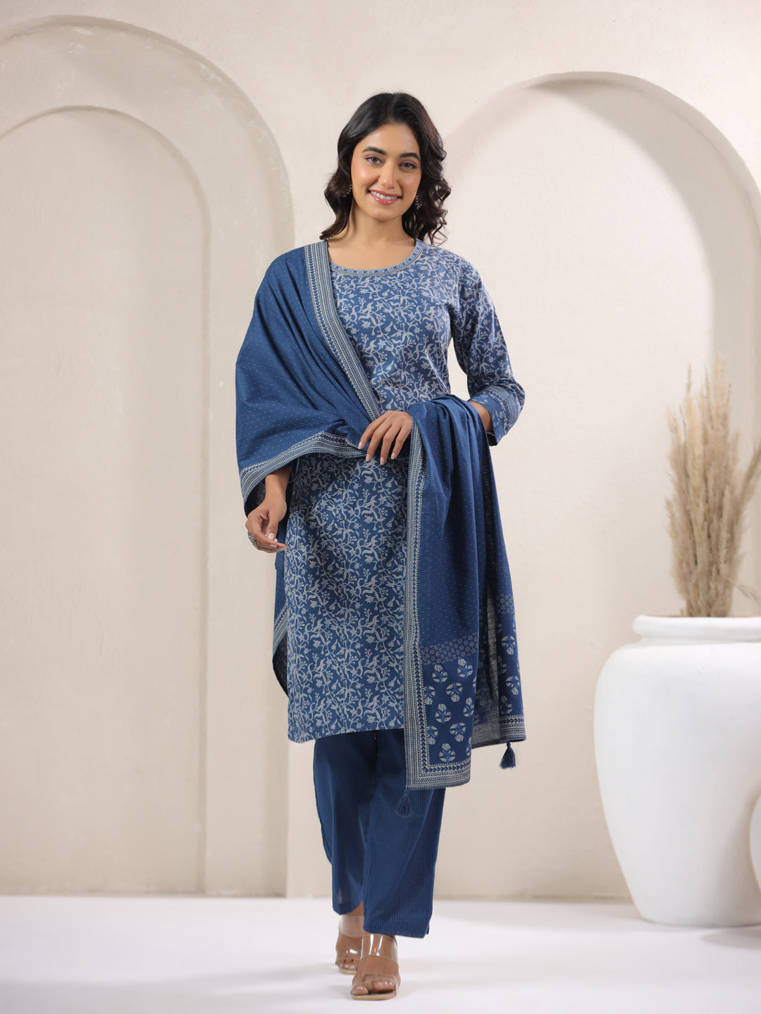Span Blue Cotton Casual Dupatta