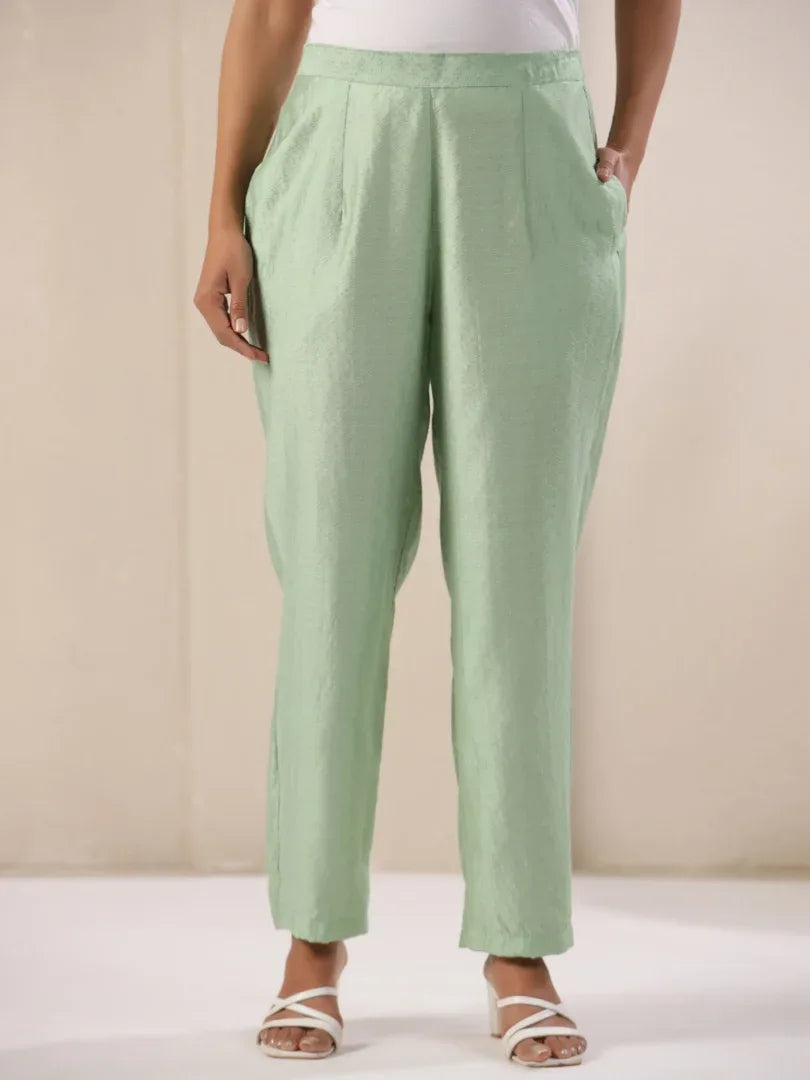 Span Green Viscose Festive Pant