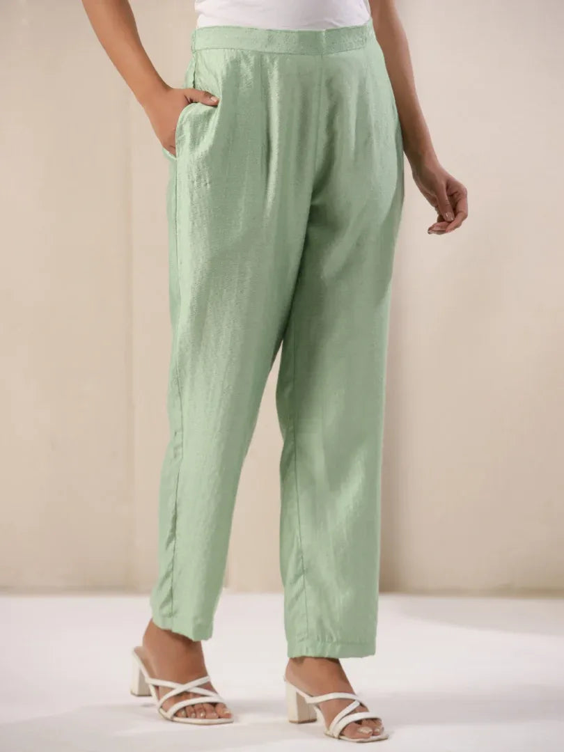 Span Green Viscose Festive Pant