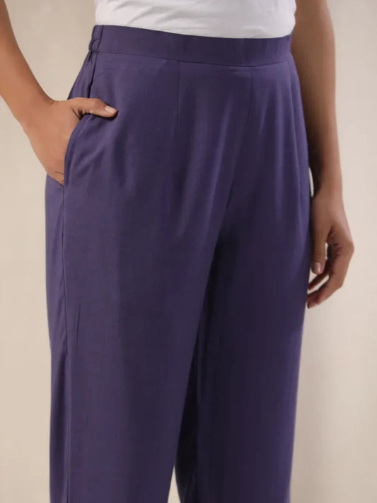 Span Purple Rayon Casual Pant