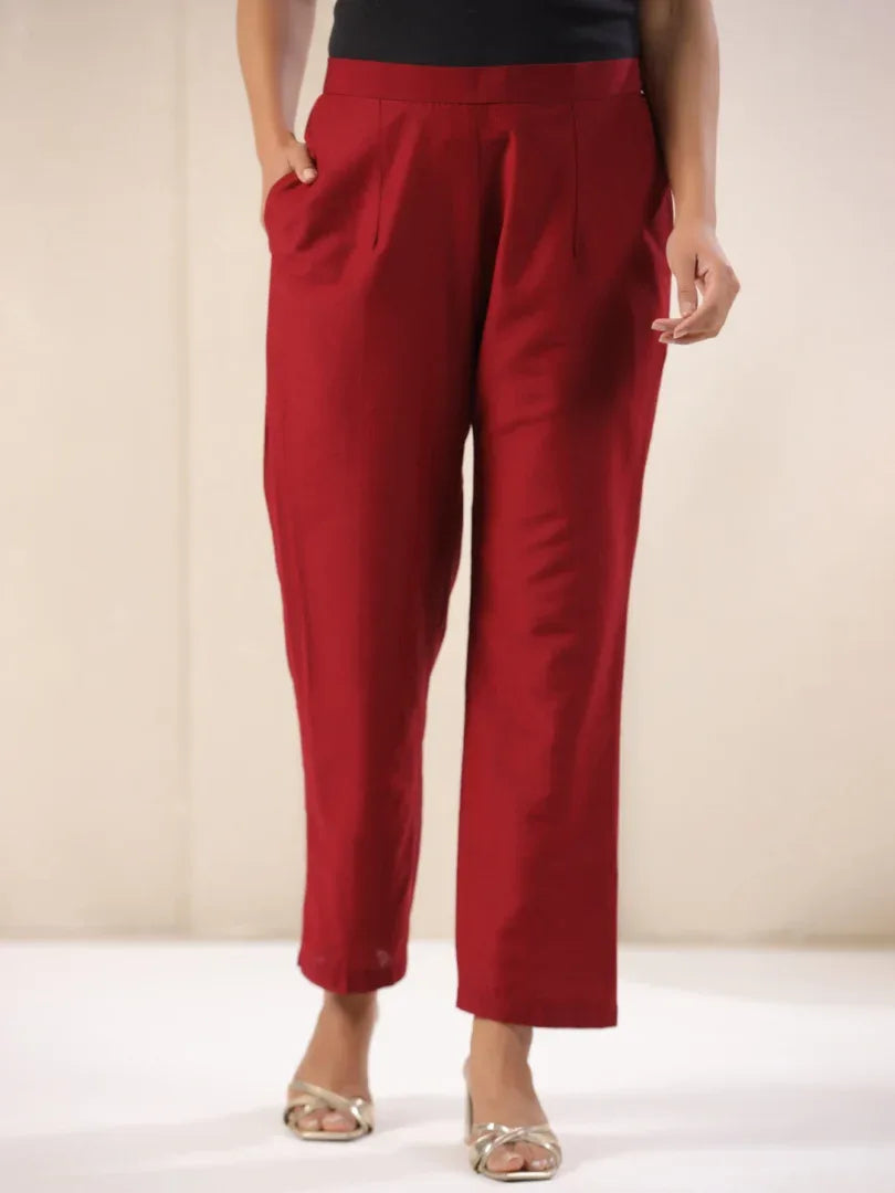 Span Burgundy Rayon Pant