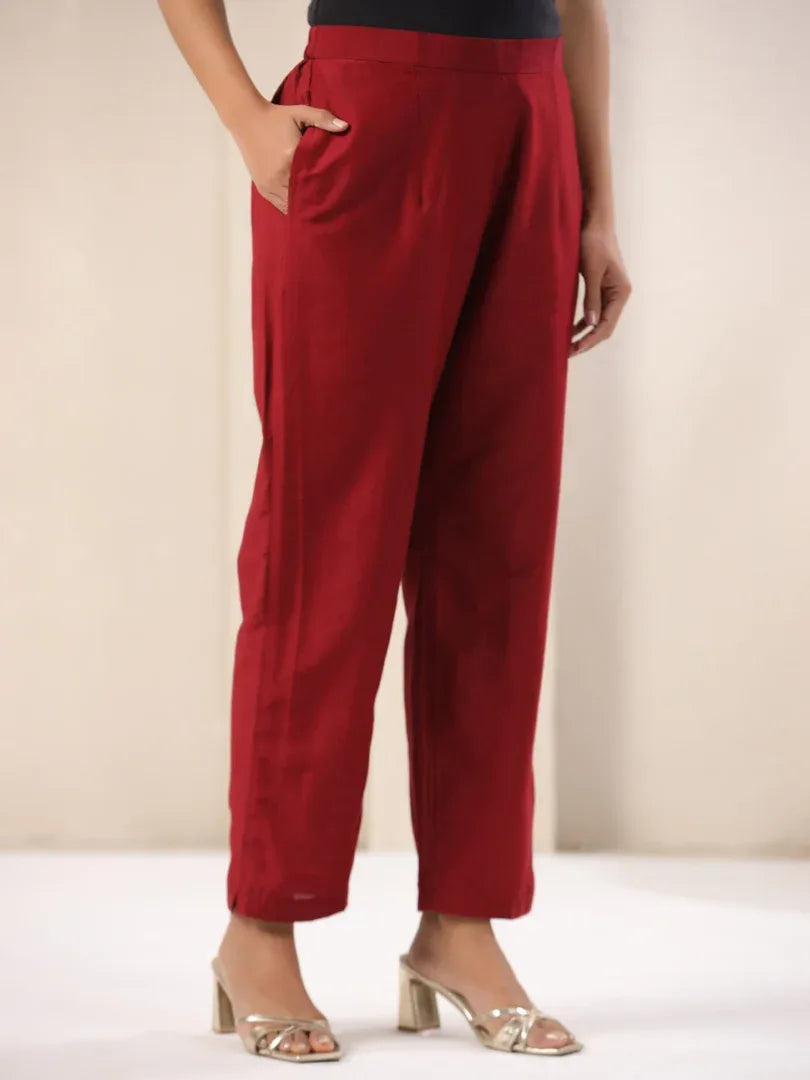 Span Burgundy Rayon Pant