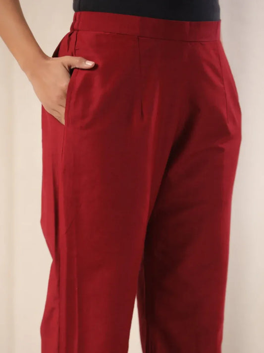Span Burgundy Rayon Pant
