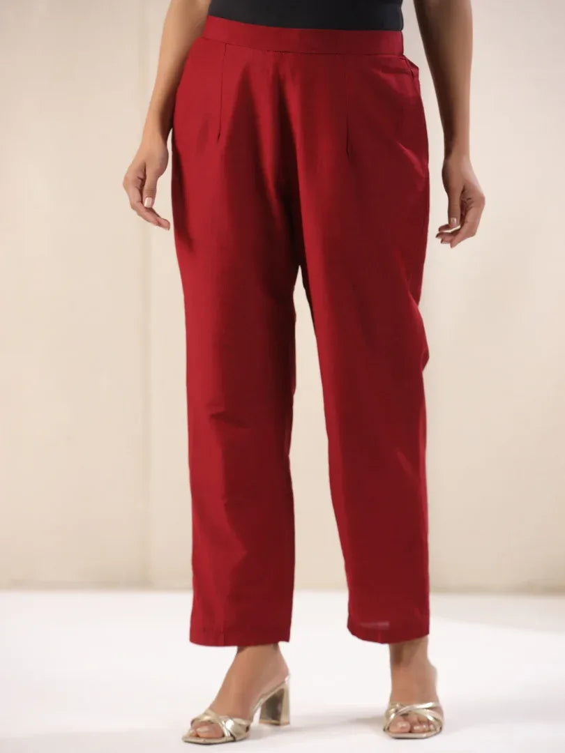 Span Burgundy Rayon Pant
