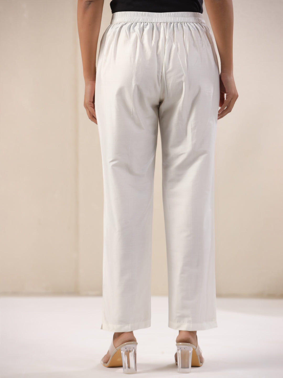 Span White Viscose Casual Pant