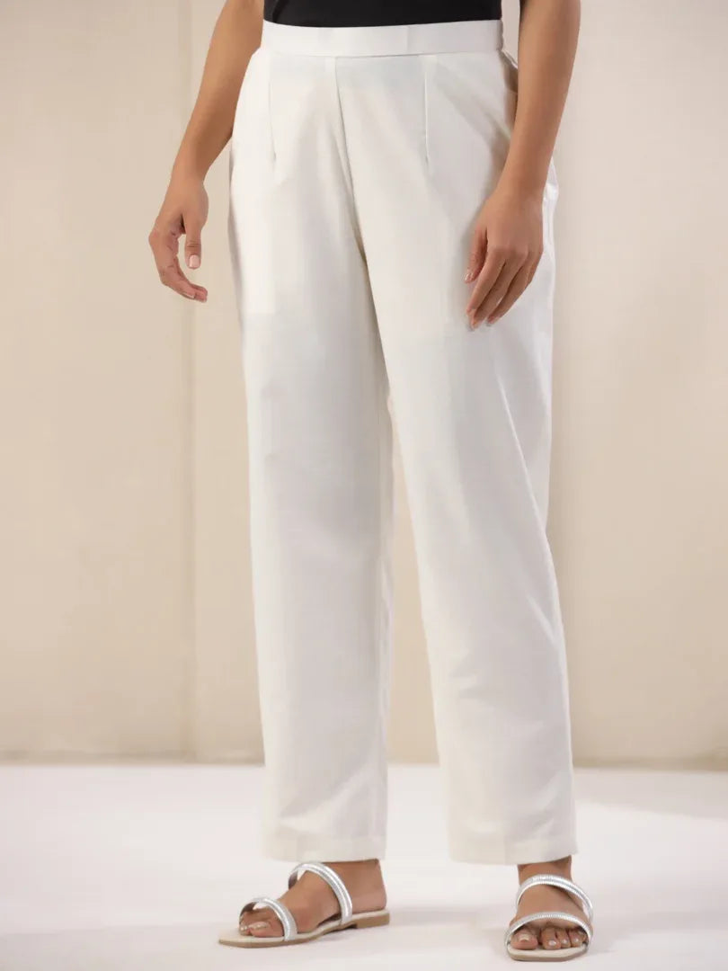 Span White Viscose Festive Pant