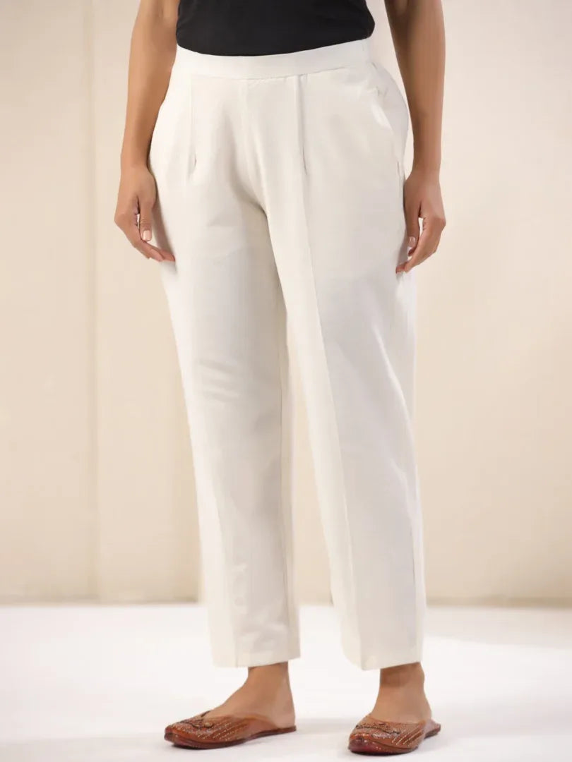 Span White Cotton Pant