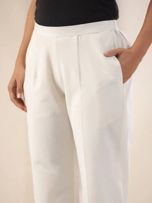 Span White Cotton Pant