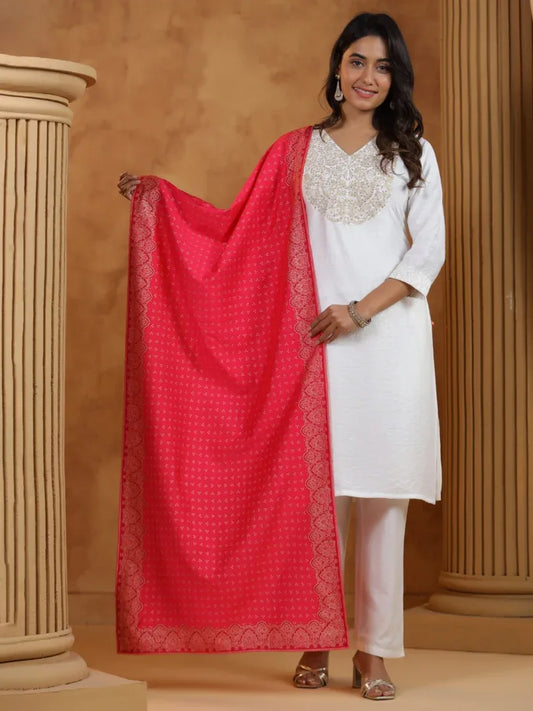 Span Pink Viscose Festive Dupatta