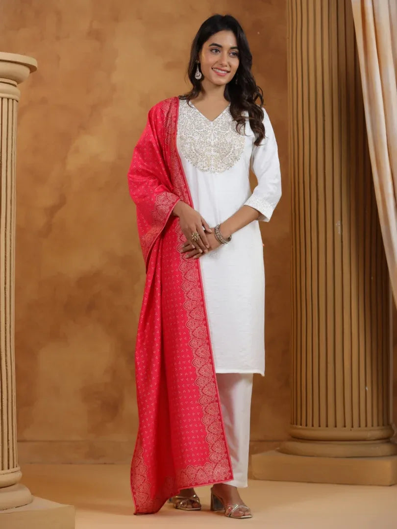 Span Pink Viscose Festive Dupatta