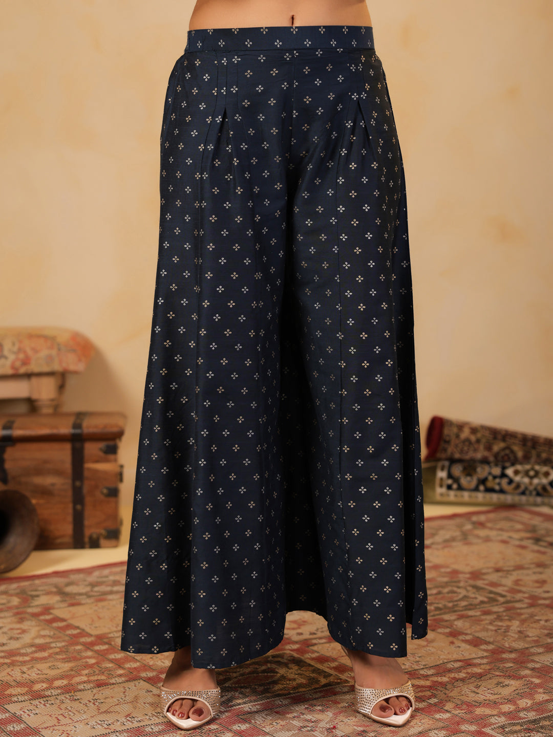 Span Blue Silk Palazzo