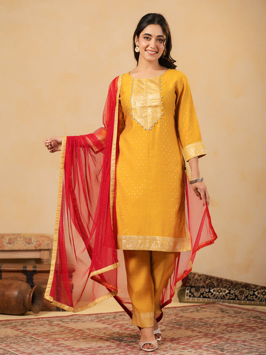 Span Pink Net Dupatta