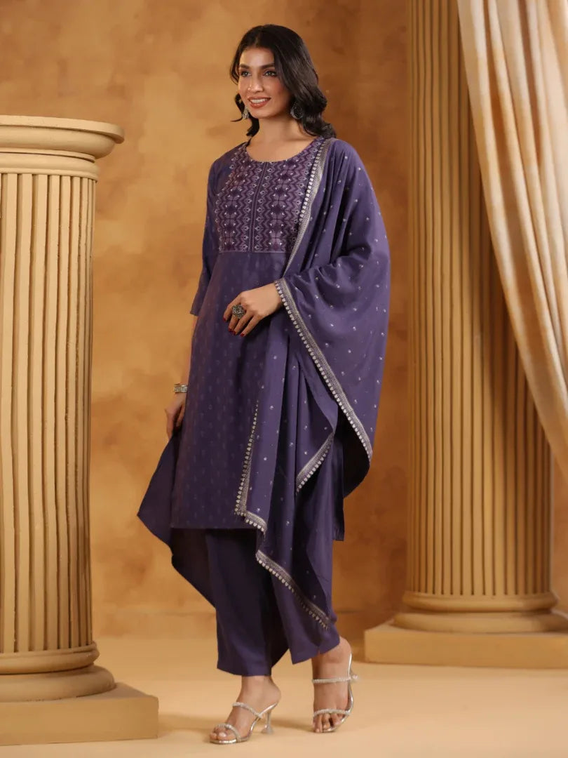 Span Purple Rayon Dupatta