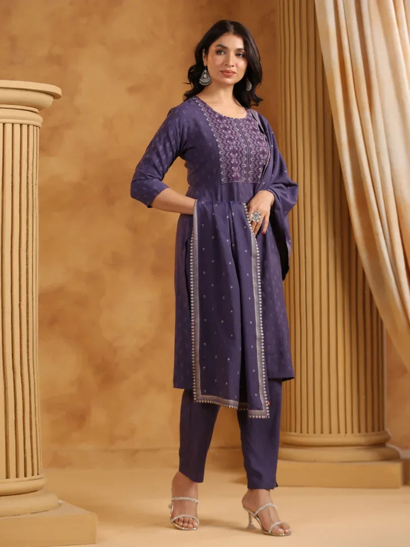 Span Purple Rayon Dupatta