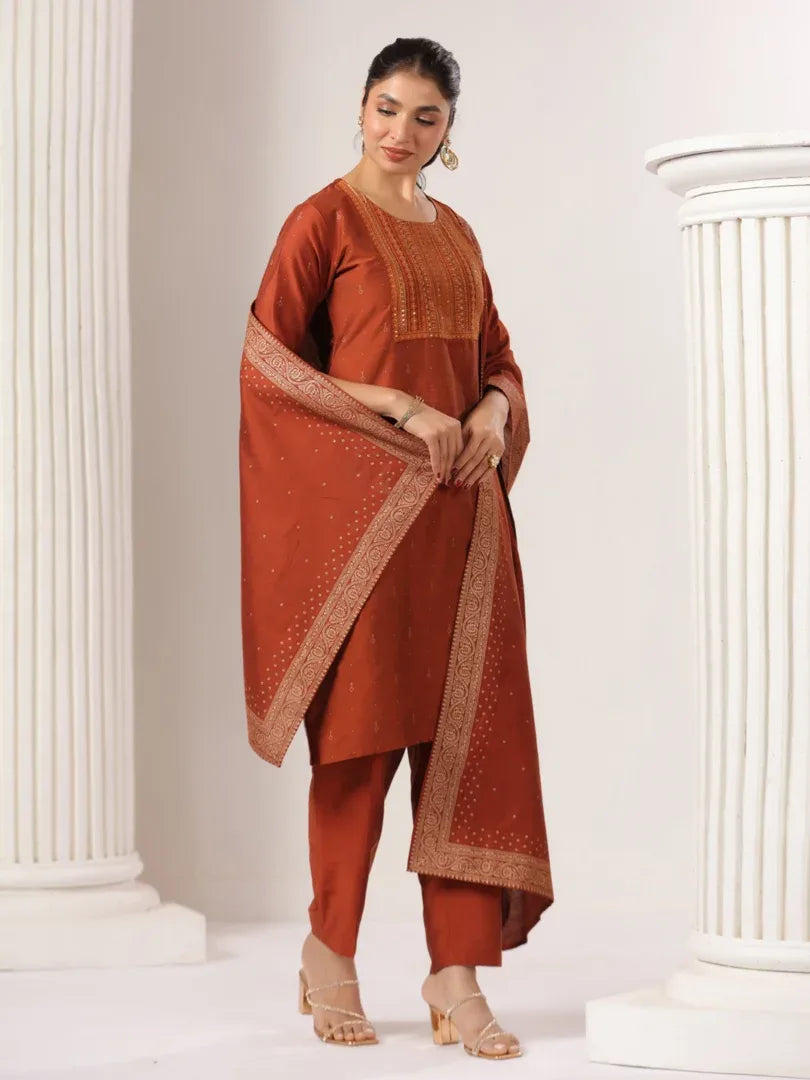 Span Brown Silk Festive Dupatta