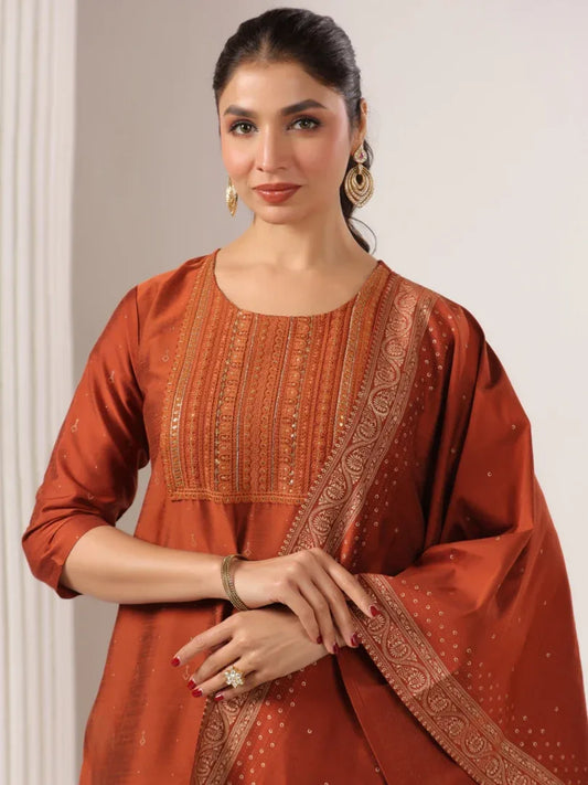 Span Brown Silk Festive Dupatta