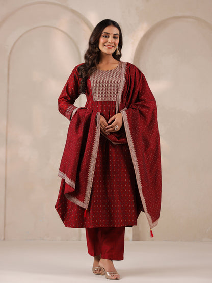 Span Burgundy Visocse Dupatta