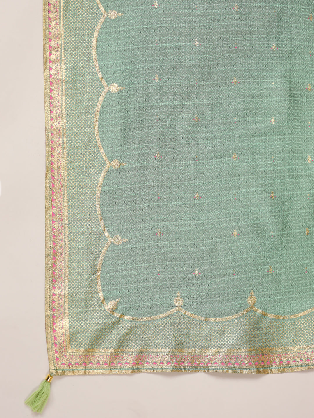 Span Olive Green Silk Dupatta