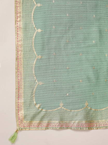 Span Olive Green Silk Dupatta
