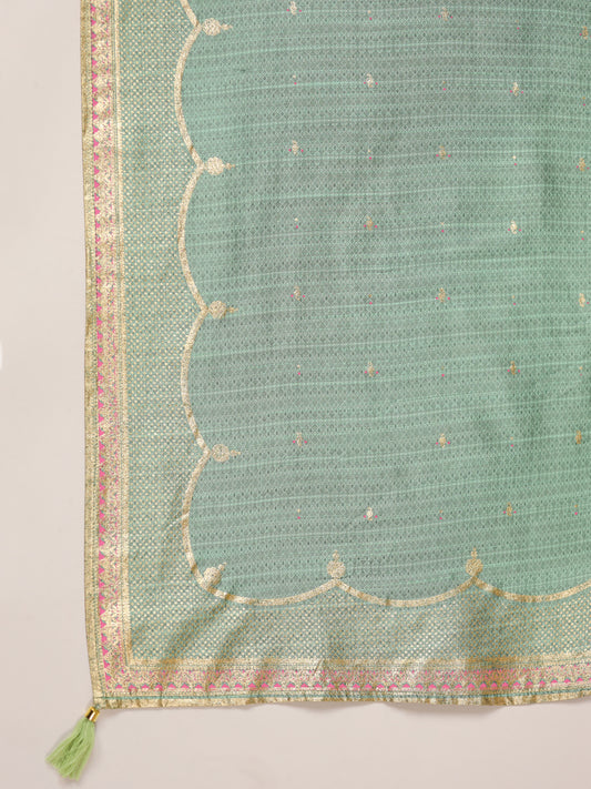 Span Olive Green Silk Dupatta