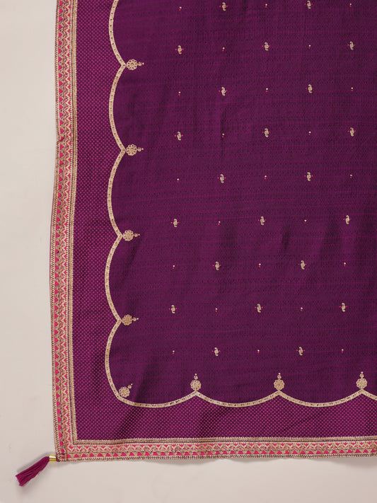Span Purple Silk Dupatta