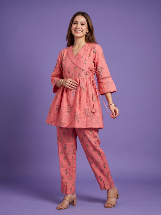 Angrakha Style Top with Pant Cord set