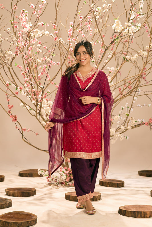 Span Pink V Neck Cotton Co-Ord Set (Set of 2)