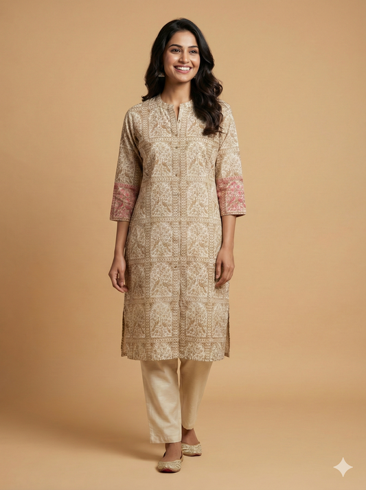 Ivory Mandarin Silk Kurta