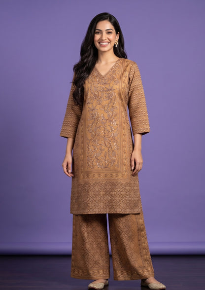 Kurta Set with Palazzo - Cotton