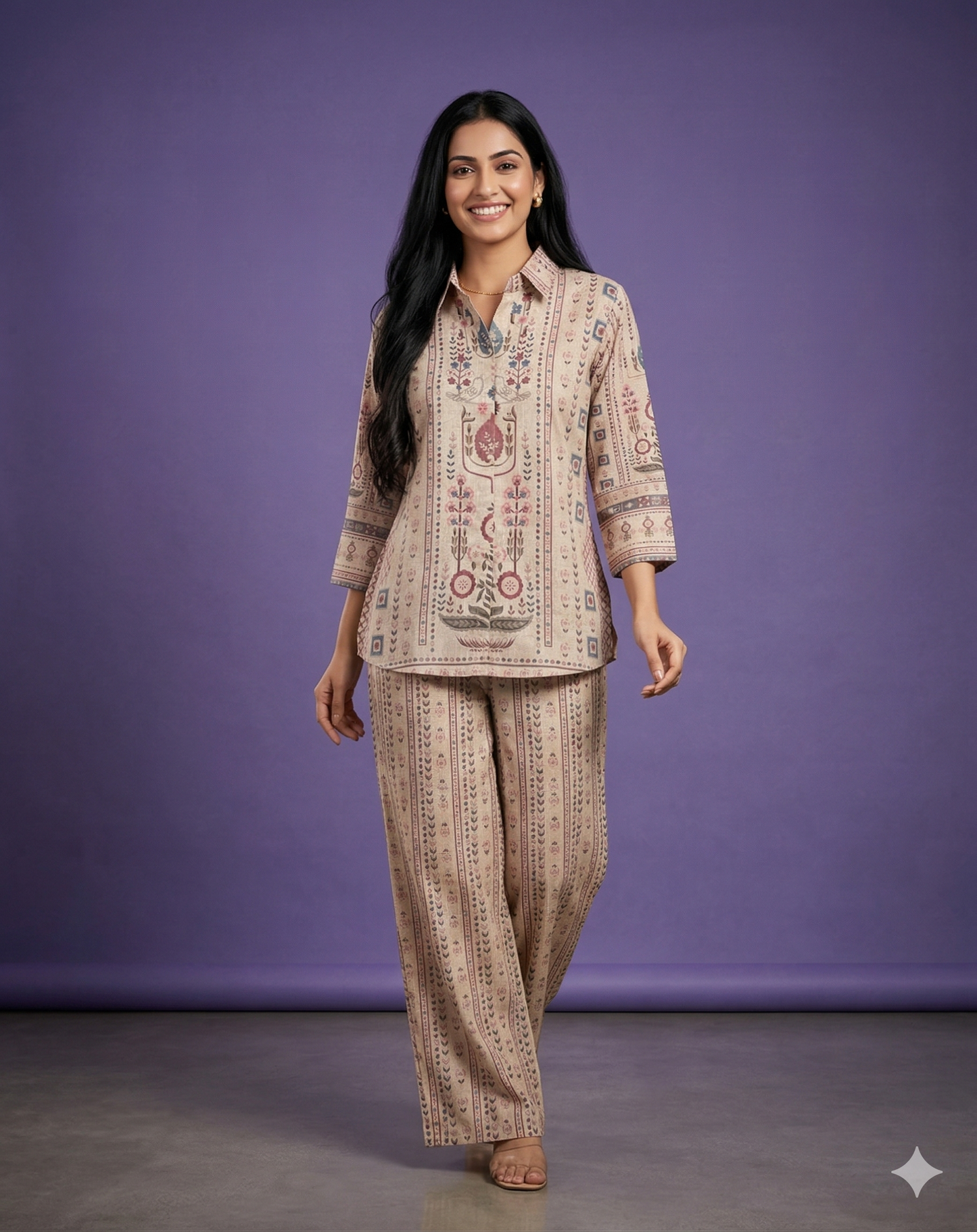 Ivory Collard Cotton Short Kurta