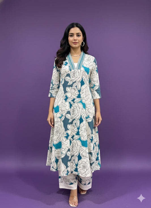 Ivory Deep-V Cotton Cord Set