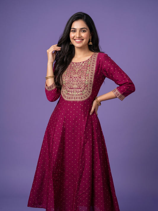 Pink Round V Neck Slik Gown