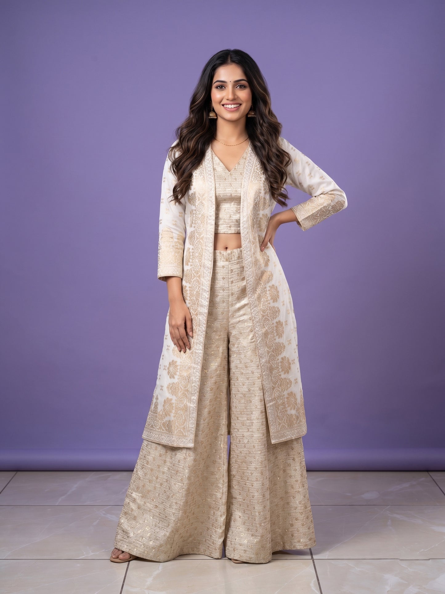 Ivory V Neck Viscose 3PCS Set