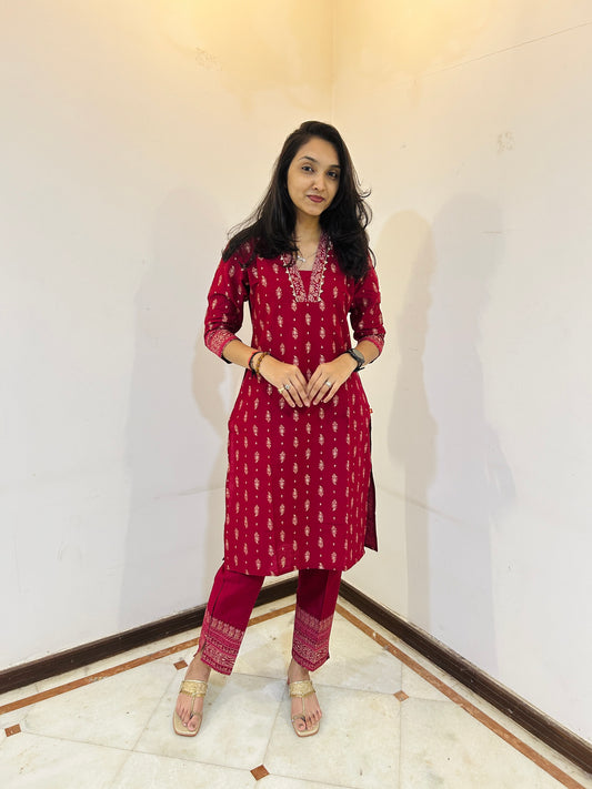 Span Mullberry V Neck Silk Co-Ord Set(Set of 2)